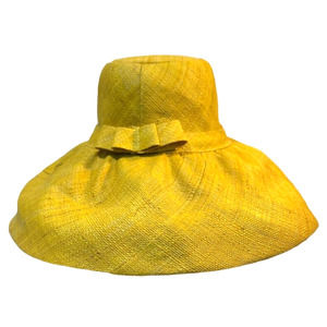 Onigo 100% Raphia Handmade Wide Large Brim Yellow Sun Hat Made in Madagascar